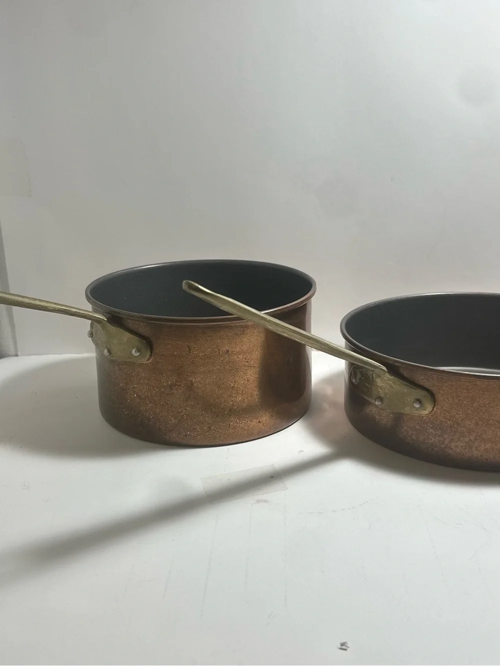 2 Copper Saucepan with Brass Handle and Teflon interior- Home Kitchen